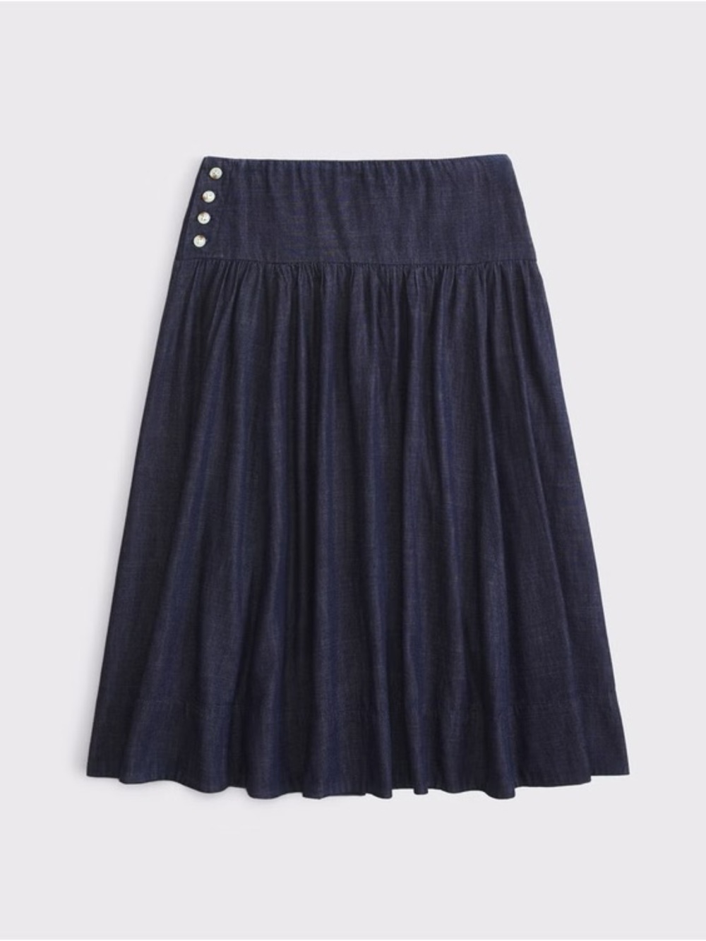 Abercrombie & Fitch Navy Button-Detail A-Line Chambray drop waist Midi Skirt